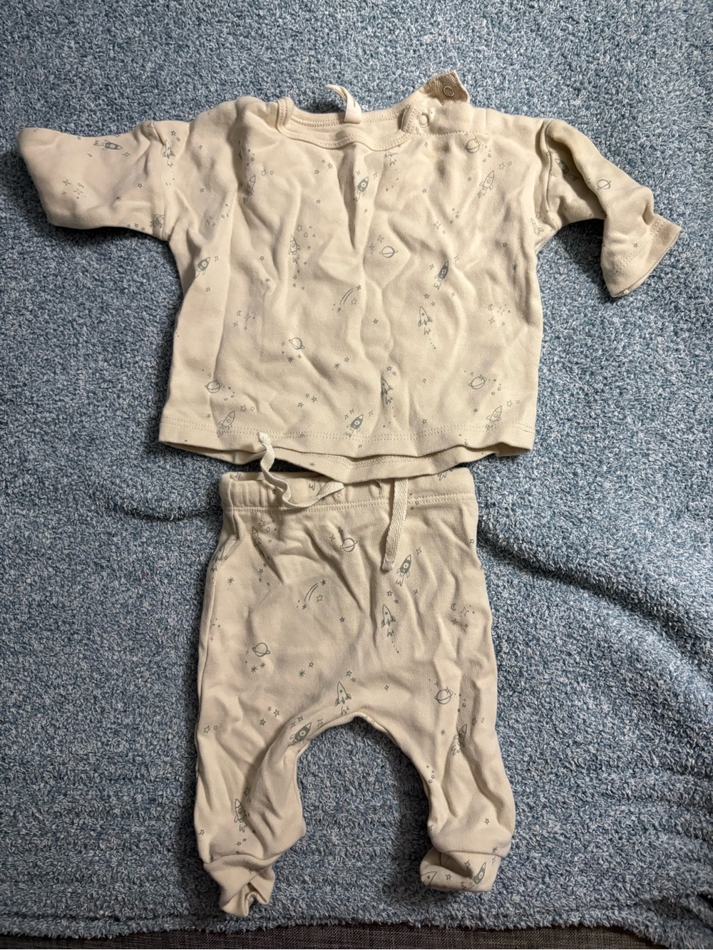 Newborn Cream Space-Print Kids Pajama Set